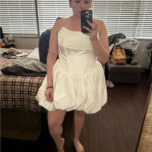 Elegant Off White Strapless Dress